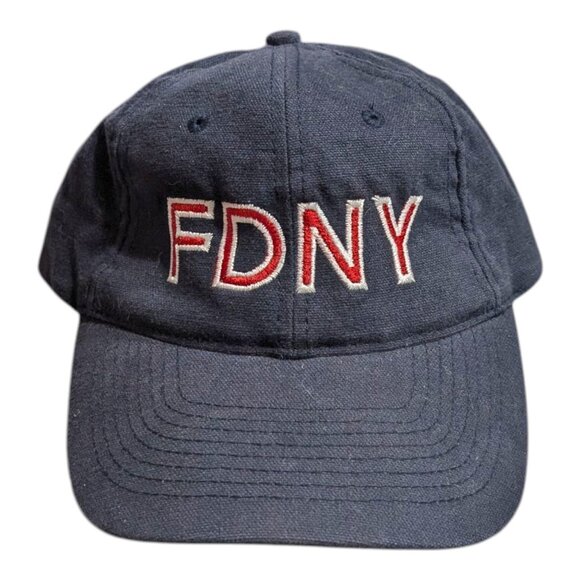 FDNY Fire Dept 9/11 Tribute Hat Canadian & American Flag Embroidered Navy Blue O - Picture 1 of 7